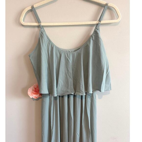 NWT Show Me Your MuMu Caitlin Ruffle Maci Dress In Silver Sage Crisp Size XXS - Picture 8 of 9